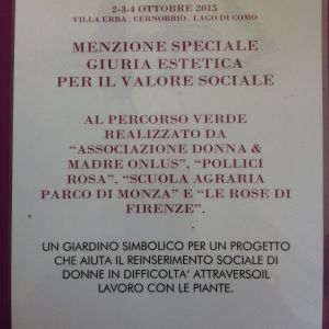 Menzione speciale giuria estetica al giardino simbolico "Itinera"